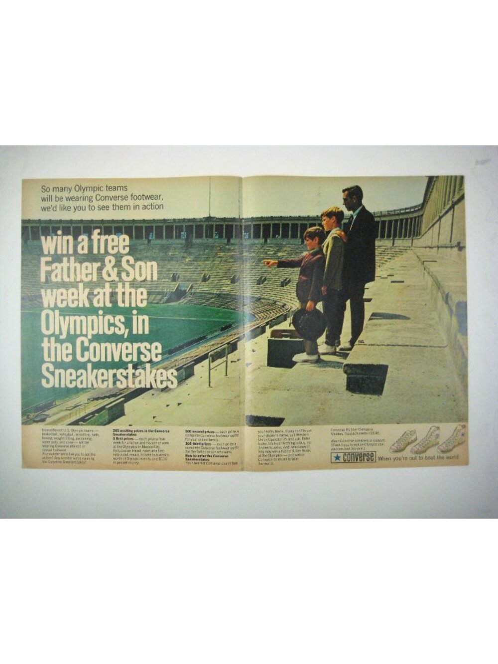 Converse 1960s Print Ad Olympic Sneakerstakes Father Son Vintage 2 PG Stadium